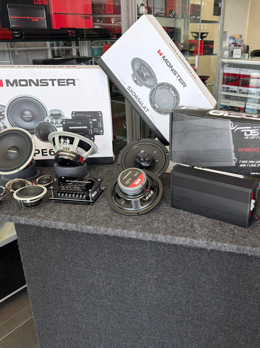 PAQUETE SET DE MEDIOS/BOCINAS/MONSTER/DS18/AUDIOBAHN/220126/DC