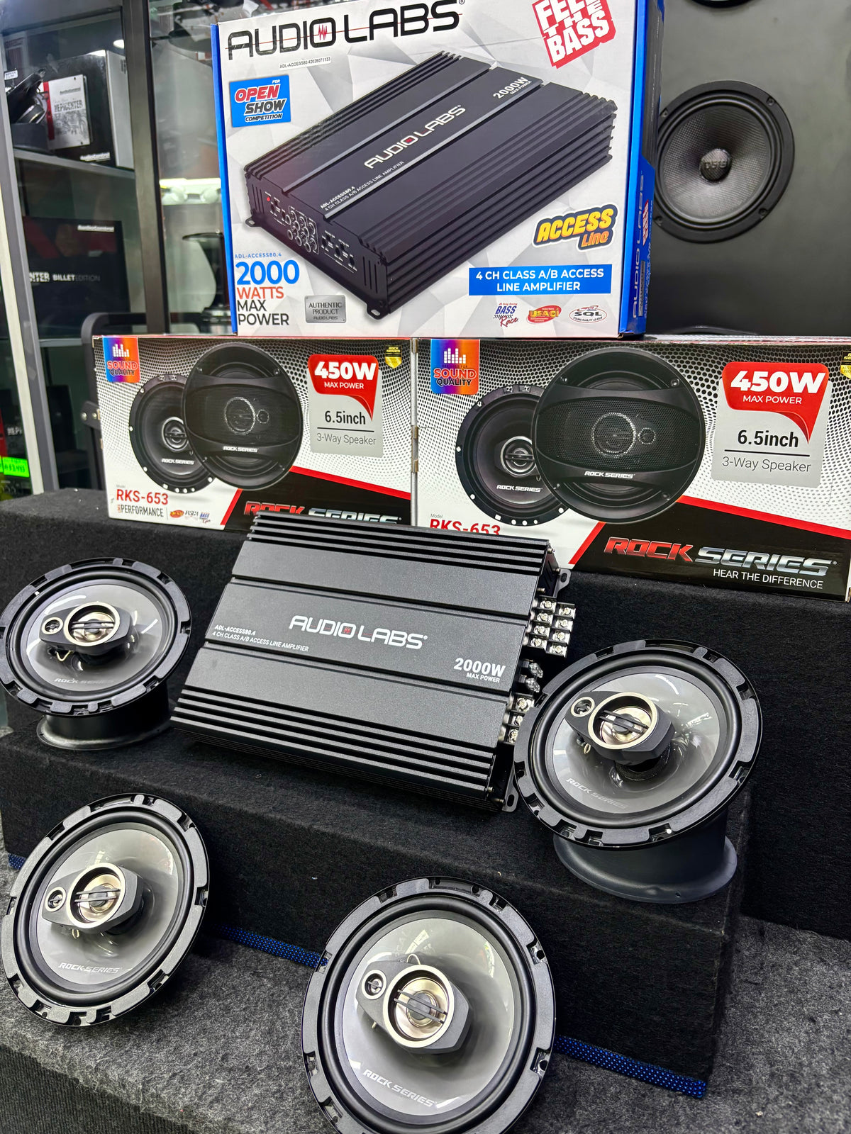 BOCINAS MÁS AMPLIFICADOR / ROCK SERIES / AUDIOLABS / ALPHASONIC / 210926 / JCP