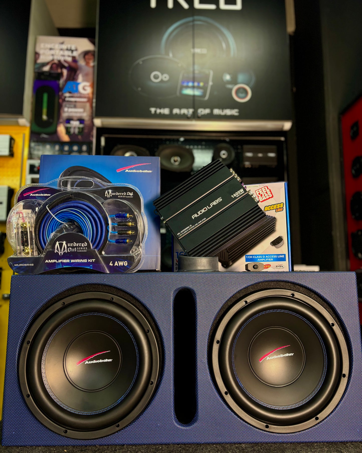 PAQUETE DE 2 SUBWOOFER CON AMPLIFICADOR/AUDIOBAHN/AUDIOLABS/300126/RZ