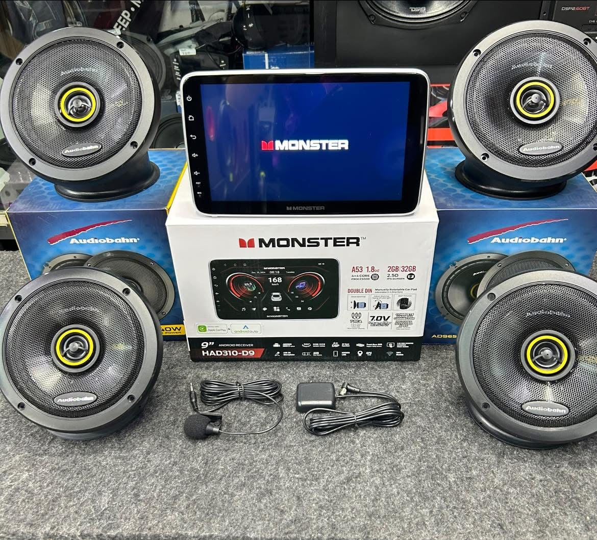 DALE NUEVA A TU VEHÍCULO CON ESTAS BOCINAS COAXIALES Y ESTA INCREÍBLE PANTALLA / AUDIOBAHN / MONSTER / 020326 / HAR