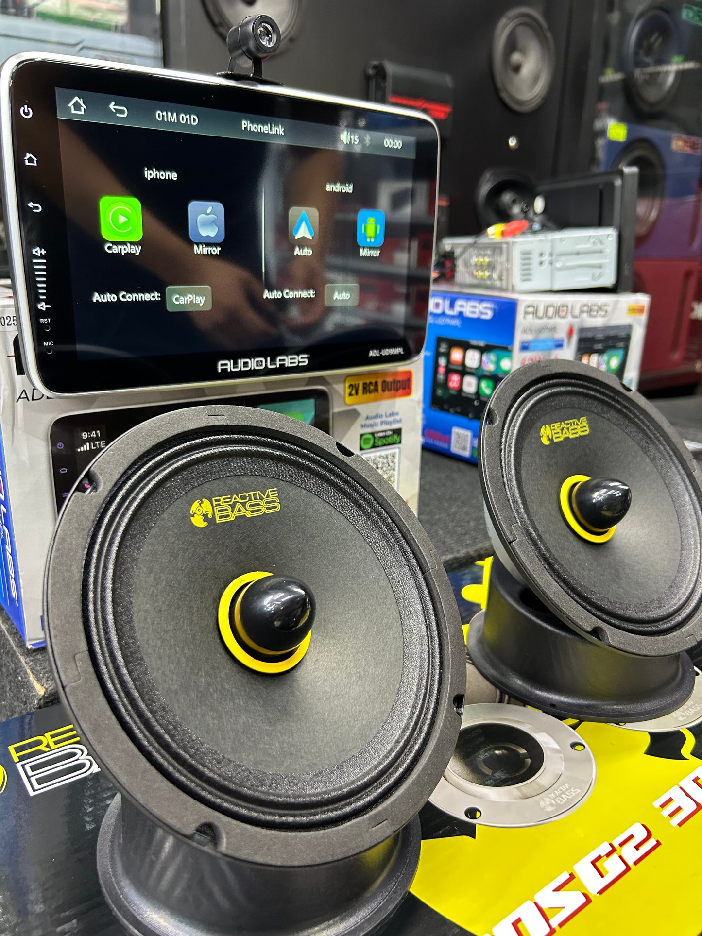 PAQUETE 2 SET DE MEDIOS + PANTALLA 9 / REACTIVE BASS / AUDIO LABS / 100326 / HAR