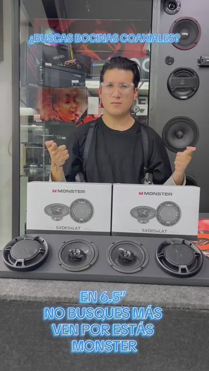 4 BOCINAS MONSTER COAXIALES 6.5 + BASE VINIL / 060226 / HAR