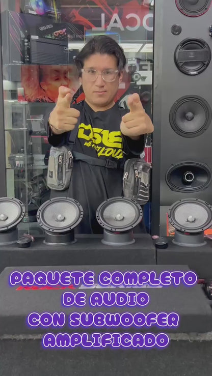 PAQUE COMPLETO DE AUDIO SET DE MEDIOS + SUBWOOFER AMPLIFICADO/040226/HAR